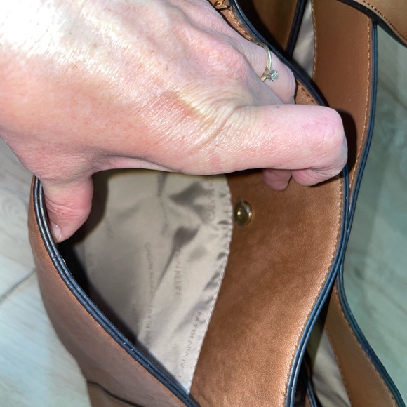 NWOT Calvin Klein Triple Compartment Reyna Tote in Caramel Color - Picture 13 of 16